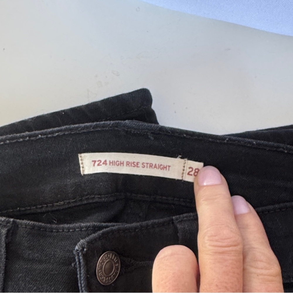 Levi's High Rise Straight Black Jeans - Picture 3 of 4